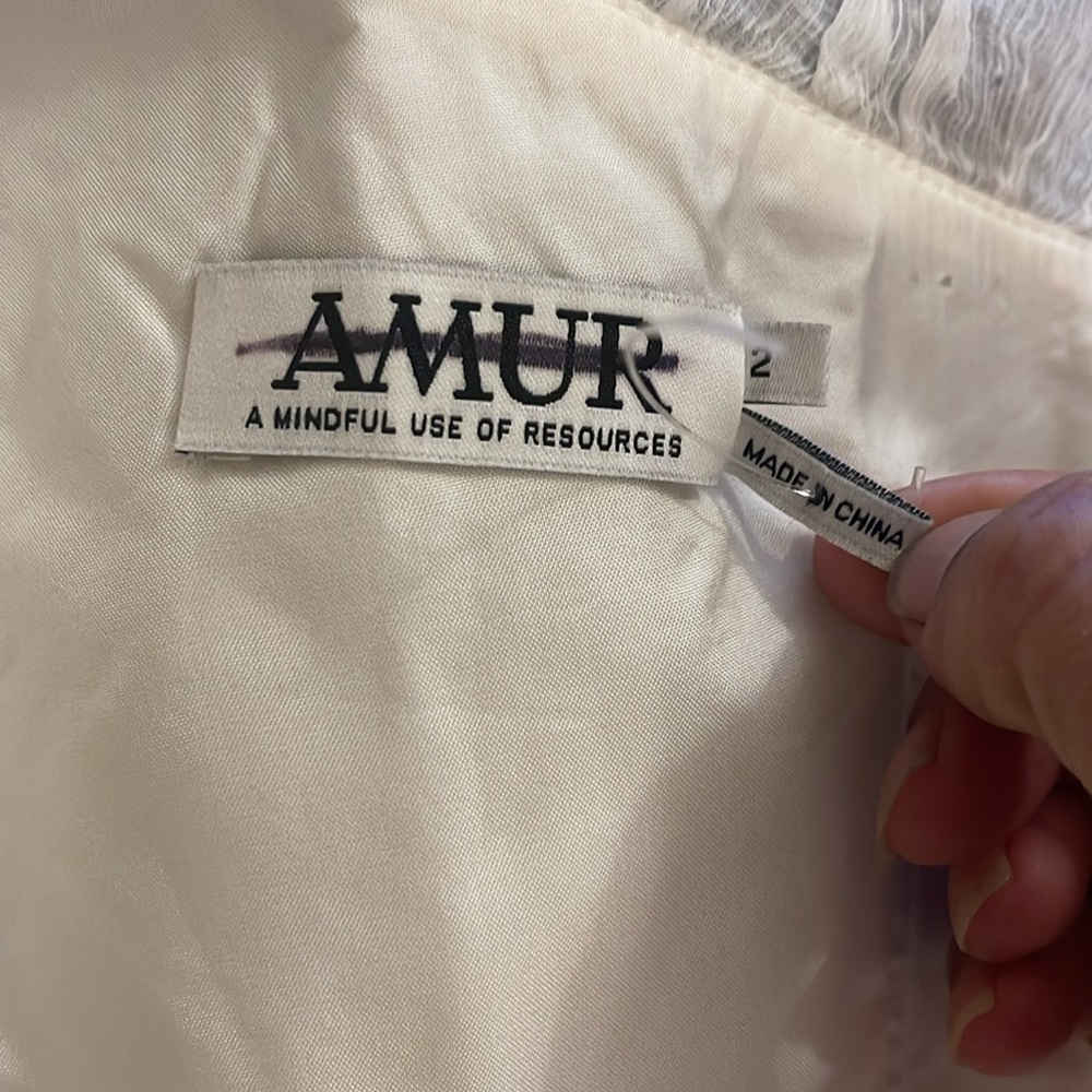 AMUR Harlow Silk One-Shoulder Gown in Ivory NWOT - Picture 6 of 8